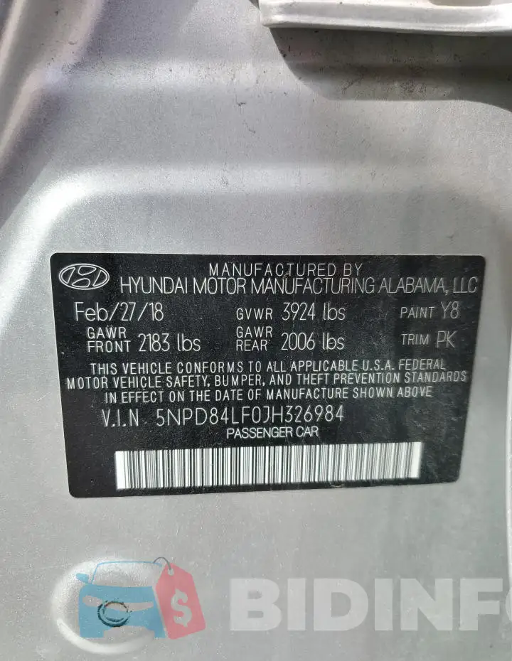 5NPD84LF0JH326984 Photo# 12