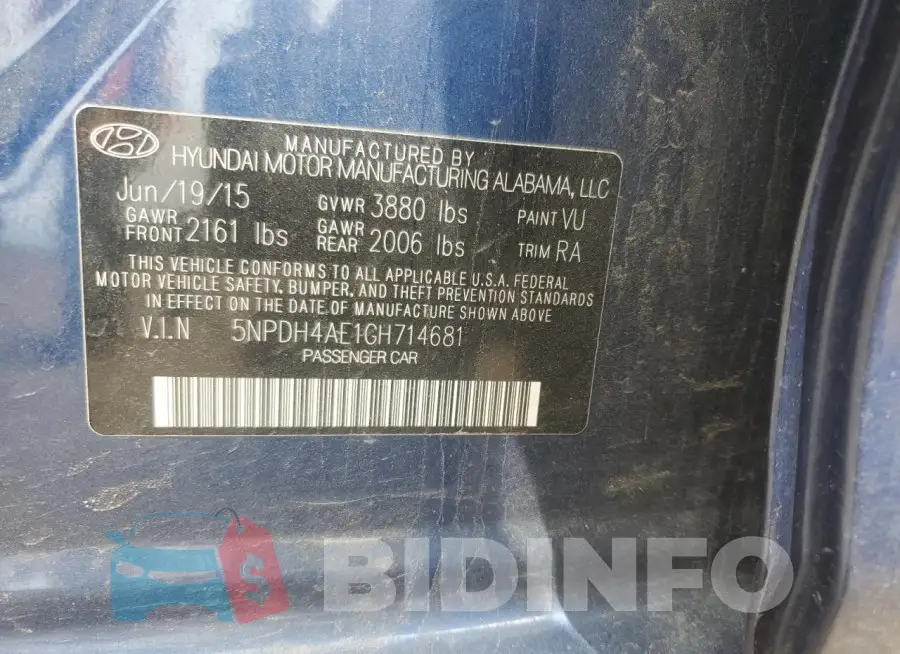 5NPDH4AE1GH714681 Photo# 12