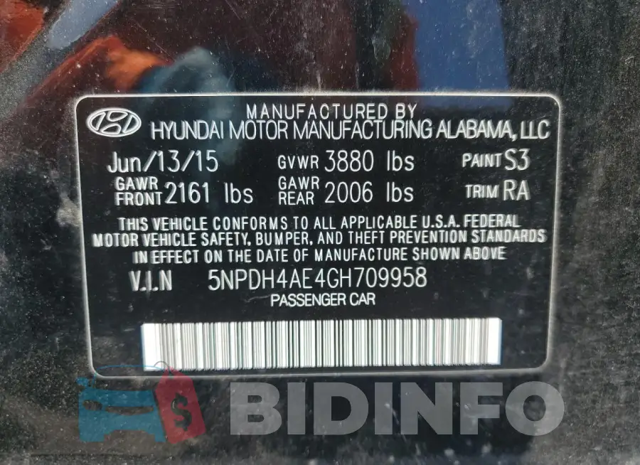 5NPDH4AE4GH709958 Photo# 12
