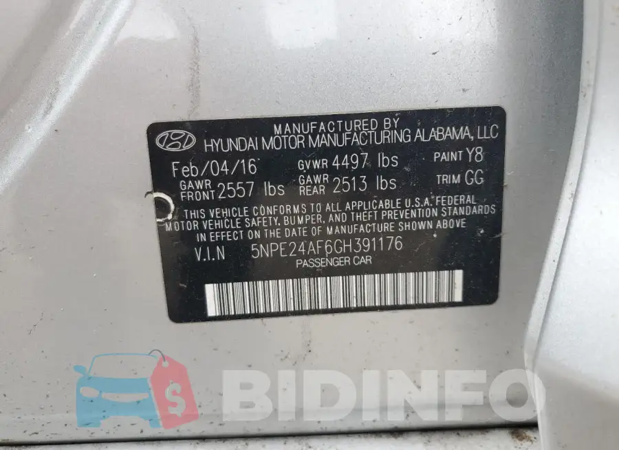 5NPE24AF6GH391176 Photo# 12