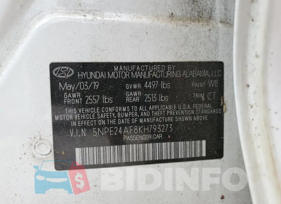 5NPE24AF8KH793273 Photo# 12