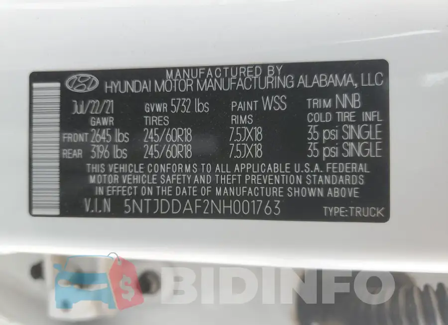 5NTJDDAF2NH001763 Photo# 12