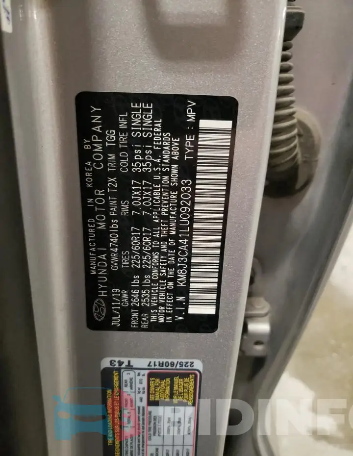 KM8J3CA41LU092033 Photo# 13