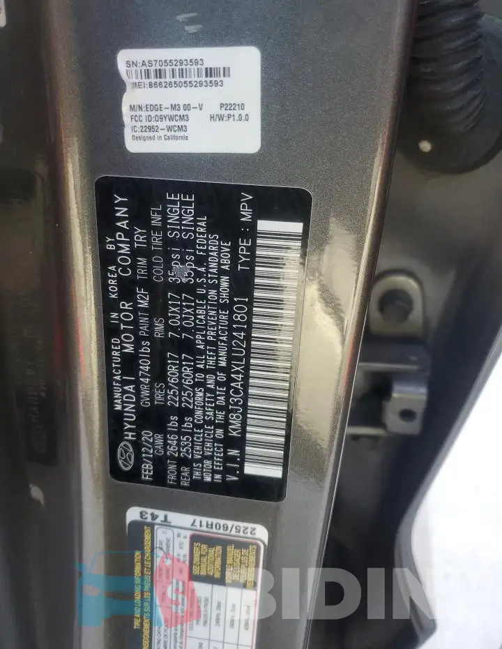 KM8J3CA4XLU241801 Photo# 13