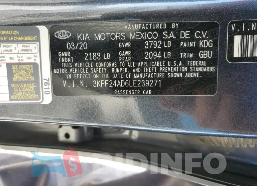 3KPF24AD6LE239271 Photo# 12