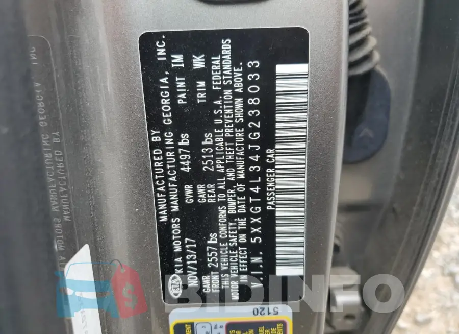 5XXGT4L34JG238033 Photo# 12