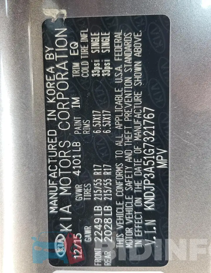 KNDJP3A51G7321767 Photo# 12