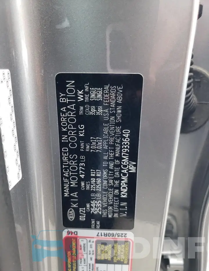 KNDPMCAC6M7933640 Photo# 13
