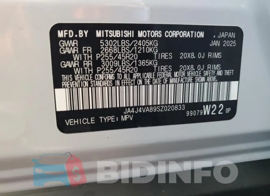 JA4J4VA89SZ020833 Photo# 12