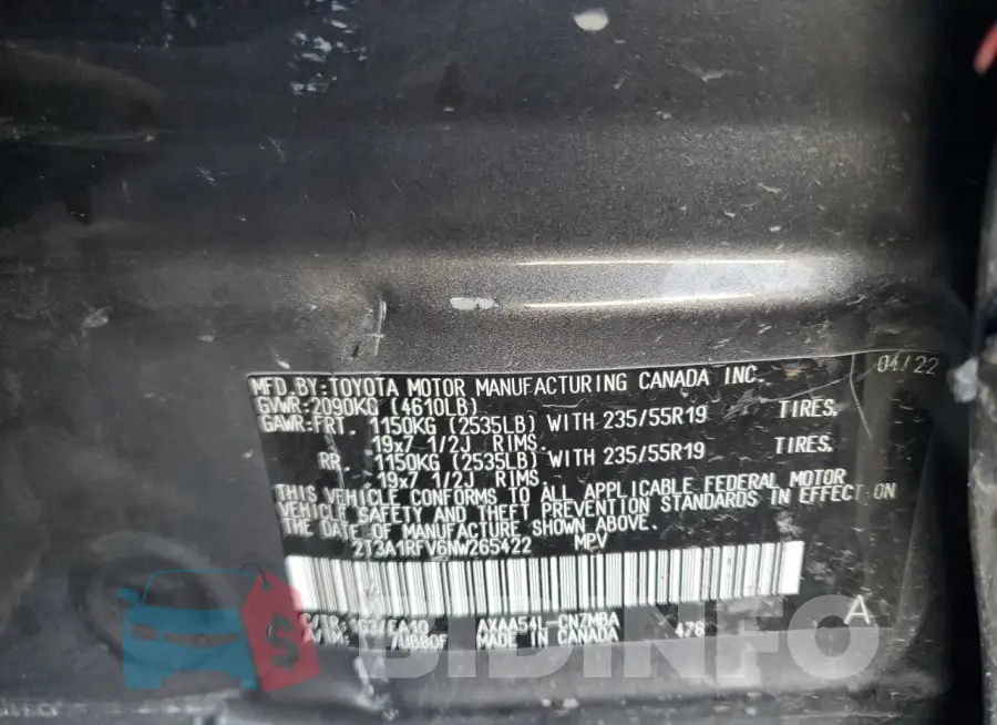 2T3A1RFV6NW265422 Photo# 12