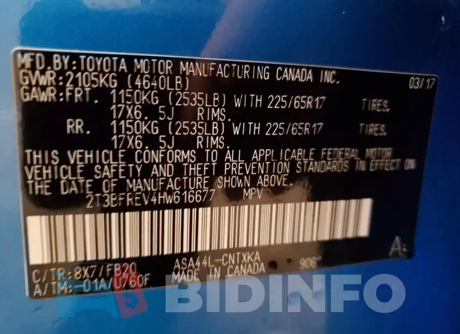 2T3BFREV4HW616677 Photo# 12