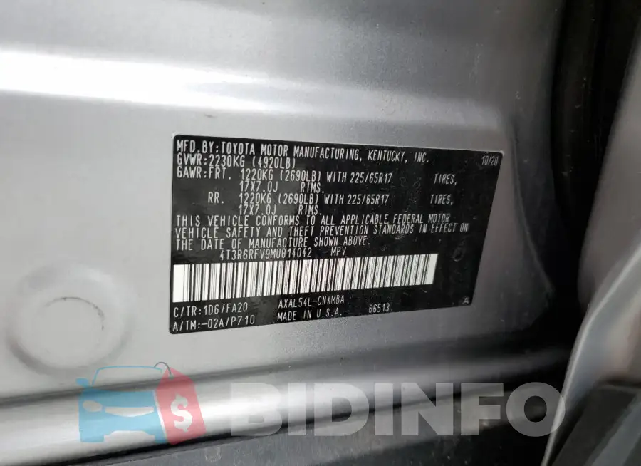 4T3R6RFV9MU014042 Photo# 13