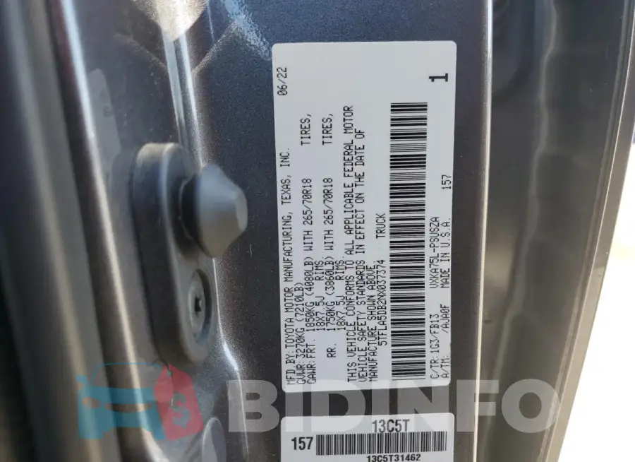 5TFLA5DB2NX037374 Photo# 13