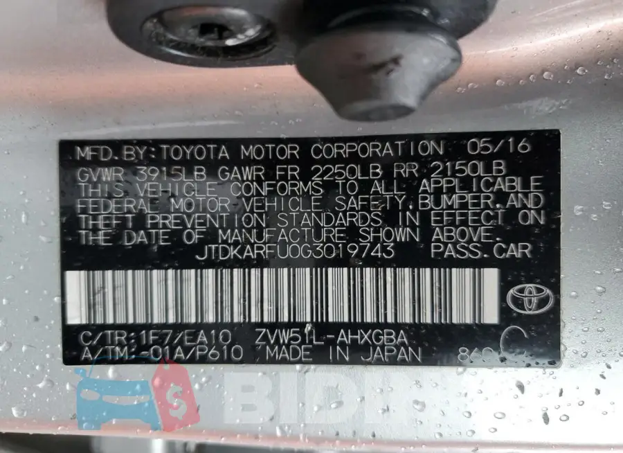 JTDKARFU0G3019743 Photo# 12