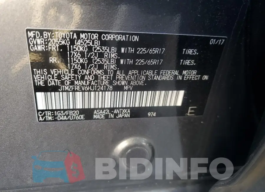 JTMZFREV6HJ124178 Photo# 14
