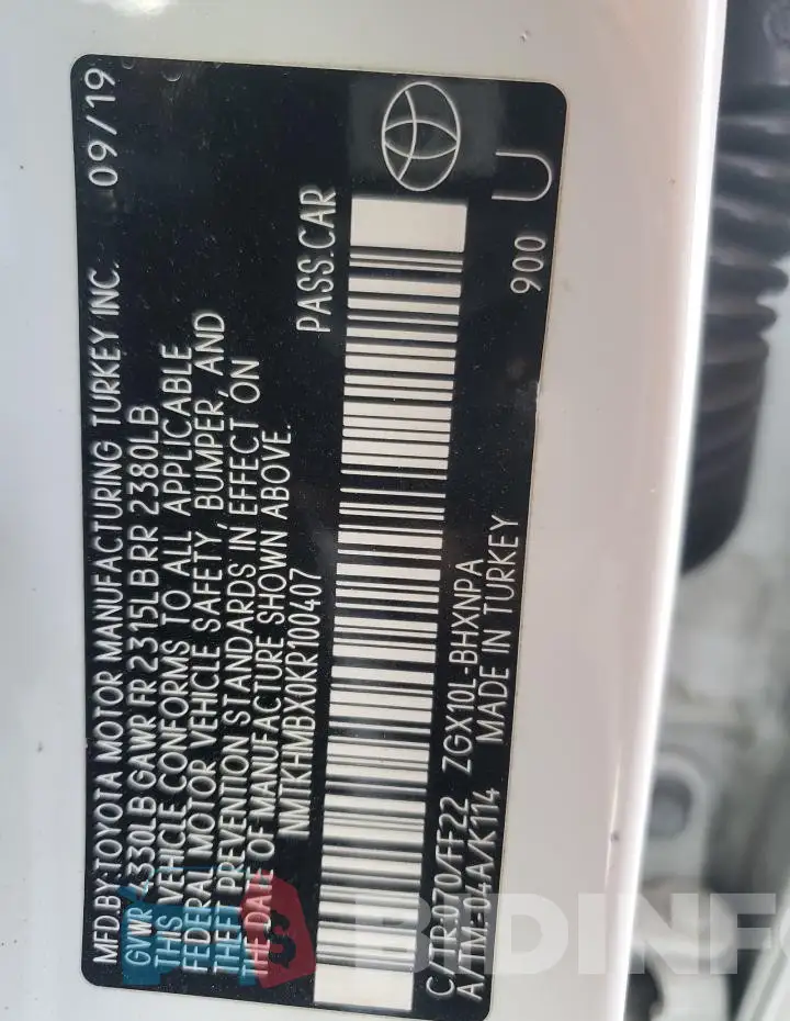 NMTKHMBX0KR100407 Photo# 13