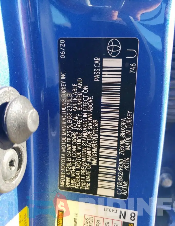 NMTKHMBX9LR115389 Photo# 13