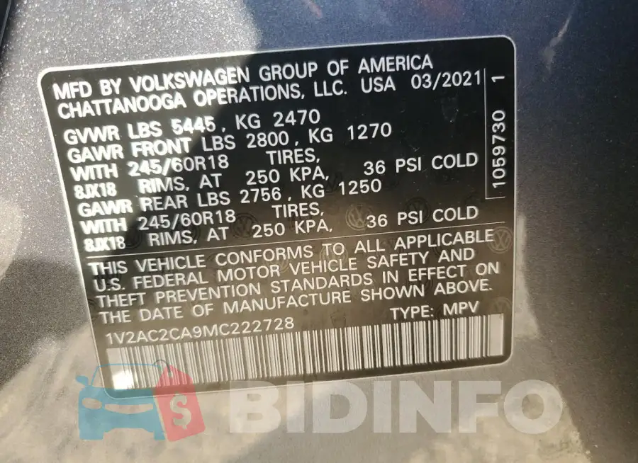 1V2AC2CA9MC222728 Photo# 13