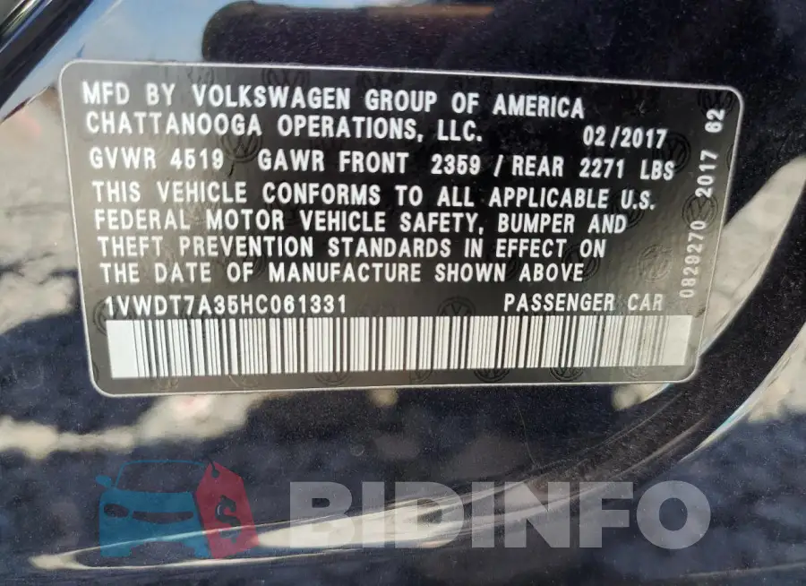 1VWDT7A35HC061331 Photo# 12