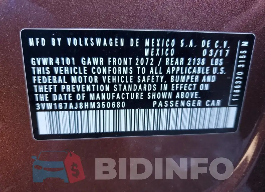3VW167AJ8HM350680 Photo# 12