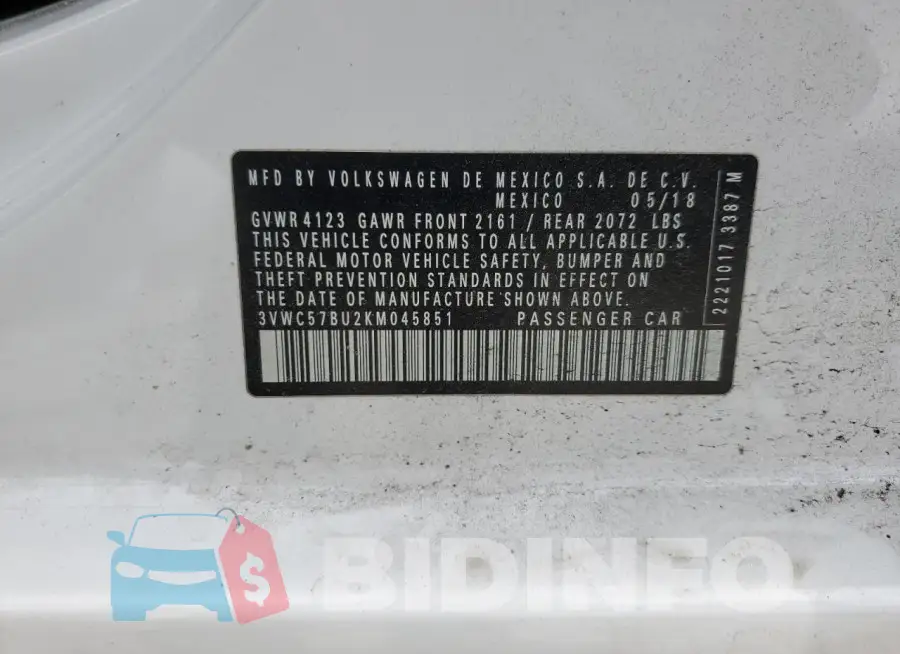 3VWC57BU2KM045851 Photo# 12