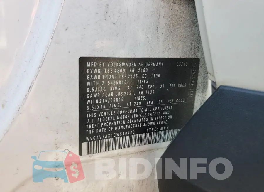 WVGAV7AX1GW518423 Photo# 13