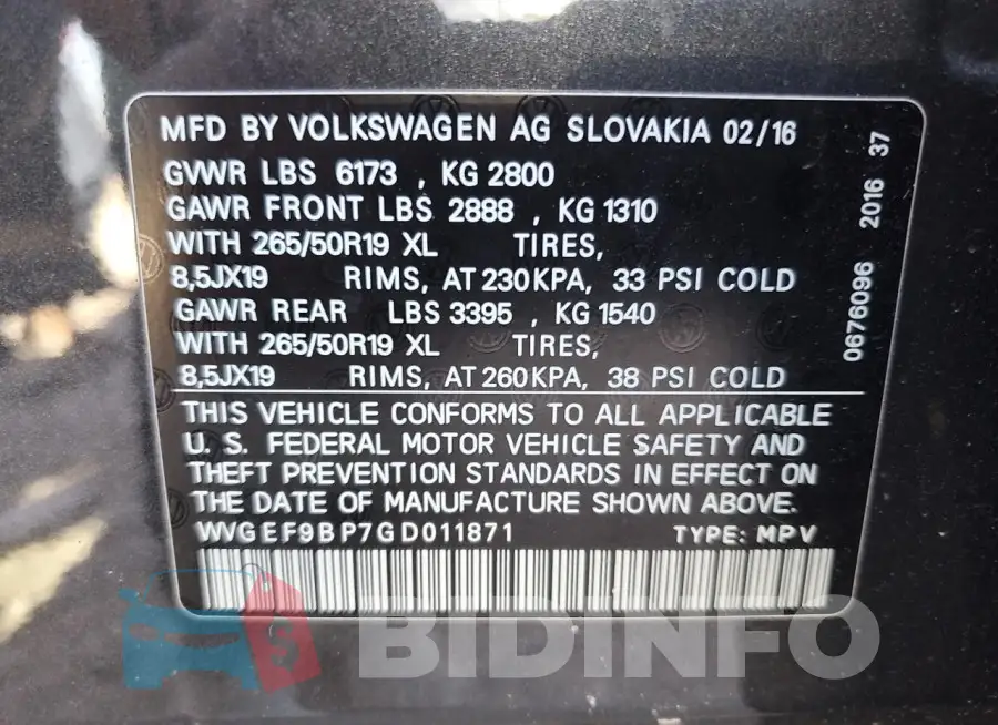 WVGEF9BP7GD011871 Photo# 12
