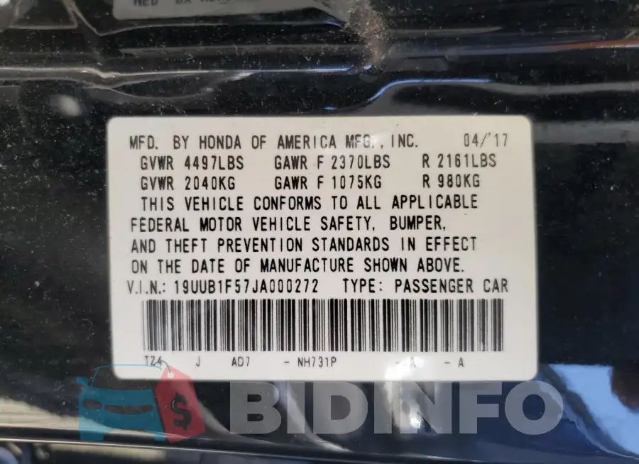 19UUB1F57JA000272 Photo# 12