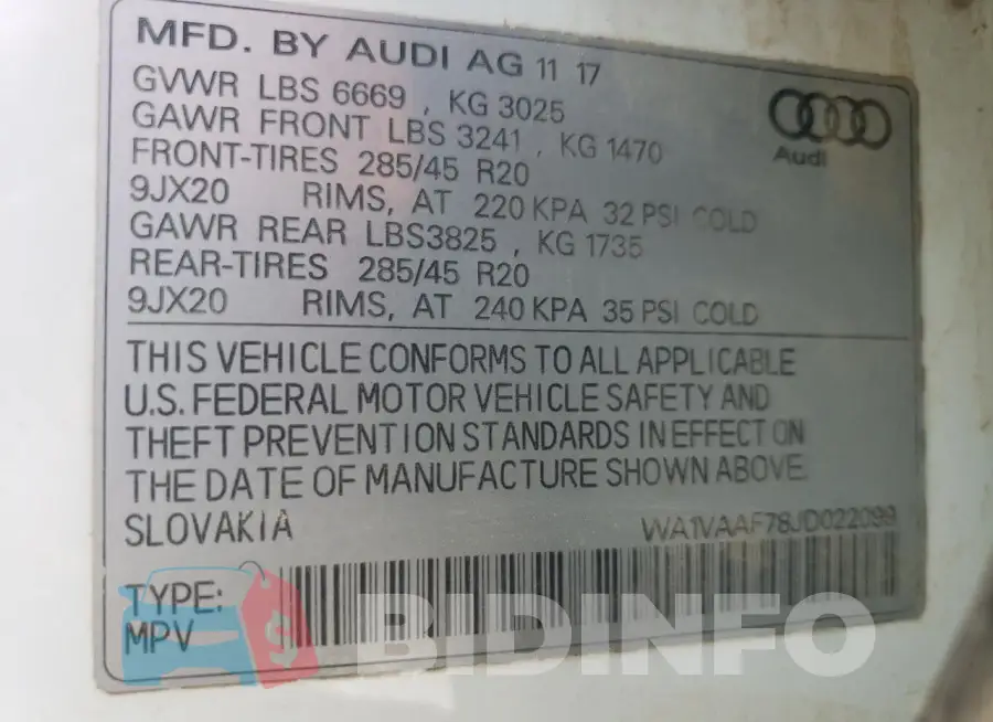 WA1VAAF78JD022099 Photo# 14
