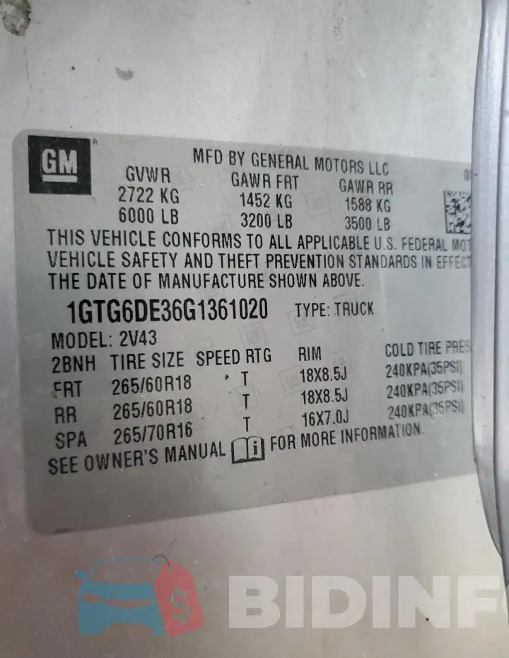 1GTG6DE36G1361020 Photo# 12