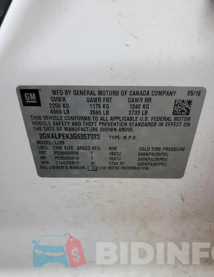 2GKALPEK3G6357323 Photo# 13