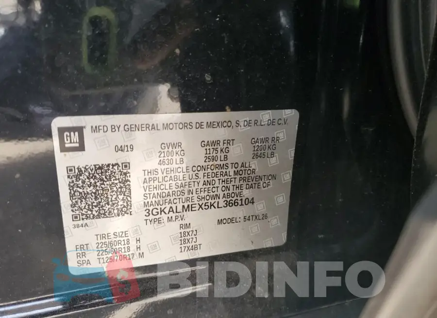 3GKALMEX5KL366104 Photo# 12