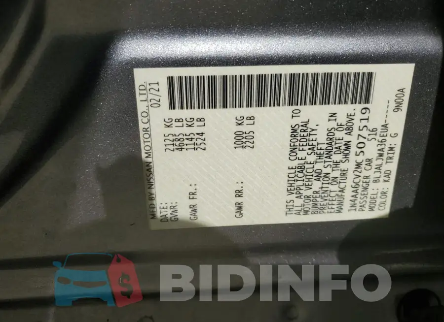 1N4AA6CV2MC507519 Photo# 12