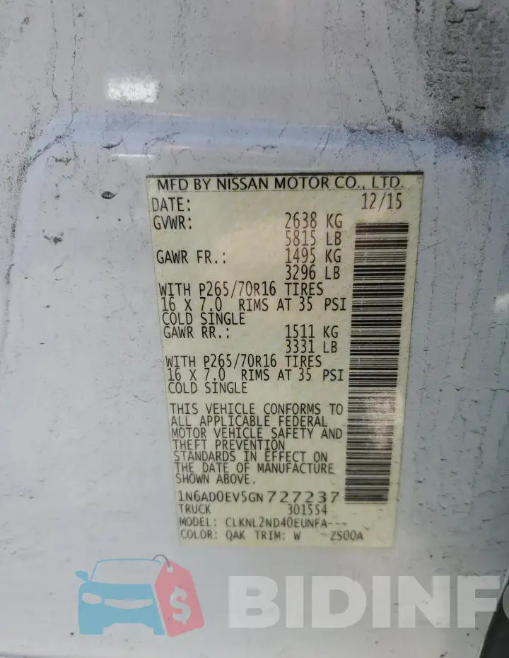 1N6AD0EV5GN727237 Photo# 12