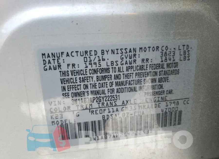 3N1AB7AP2GY222531 Photo# 12