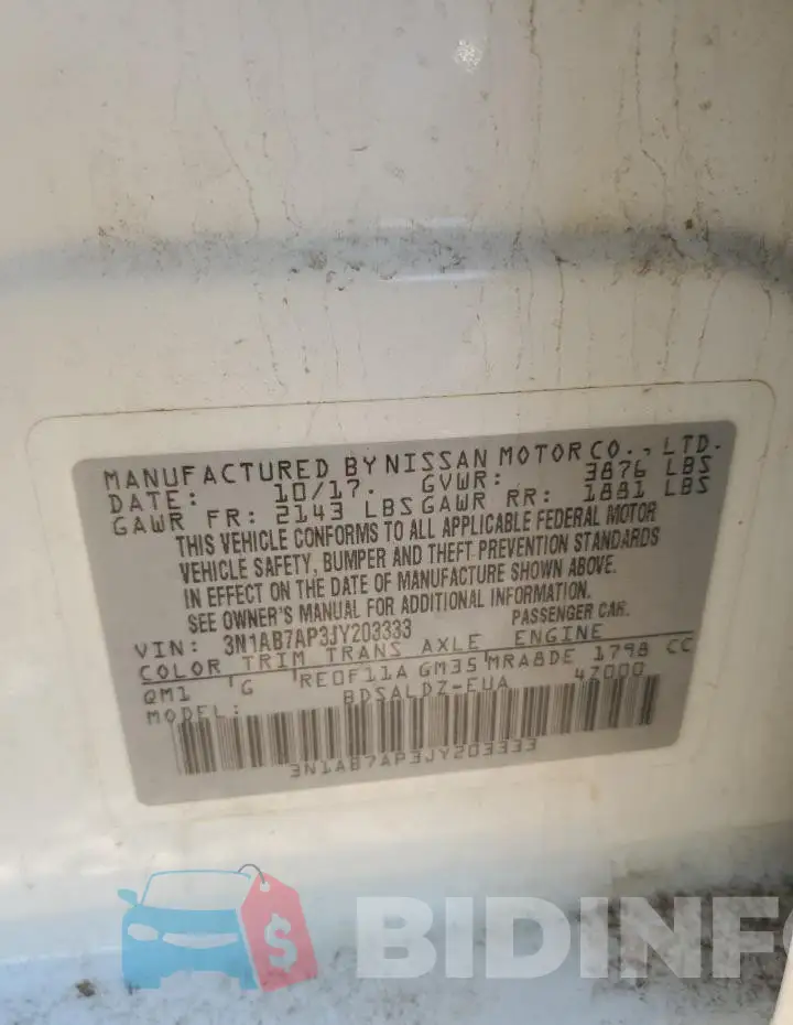 3N1AB7AP3JY203333 Photo# 12