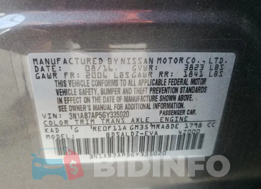 3N1AB7AP5GY335020 Photo# 12