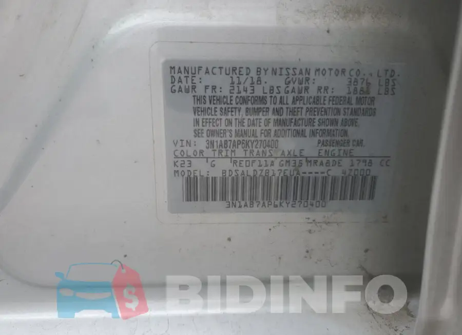 3N1AB7AP6KY270400 Photo# 12