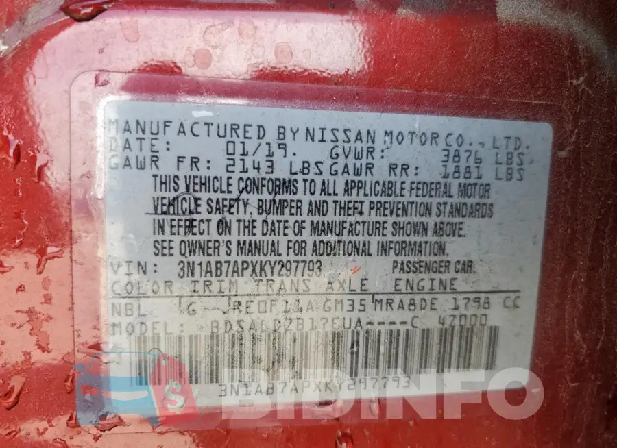 3N1AB7APXKY297793 Photo# 13