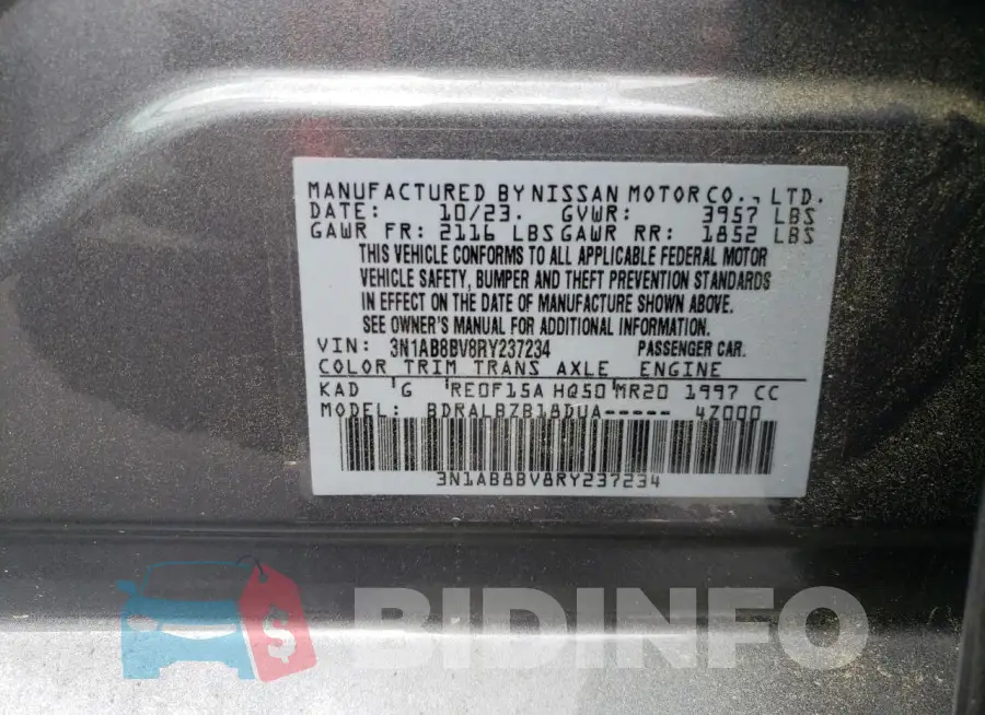 3N1AB8BV8RY237234 Photo# 12