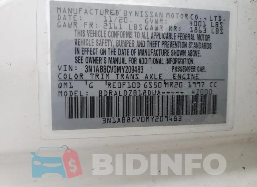 3N1AB8CV0MY209483 Photo# 12