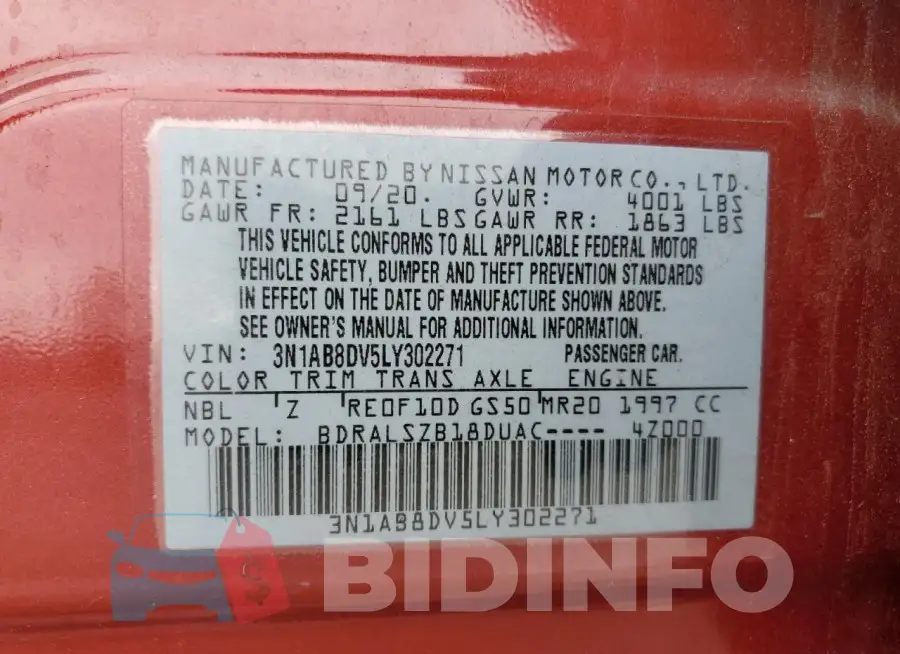 3N1AB8DV5LY302271 Photo# 13