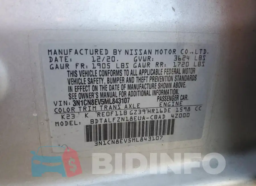 3N1CN8EV5ML843107 Photo# 12