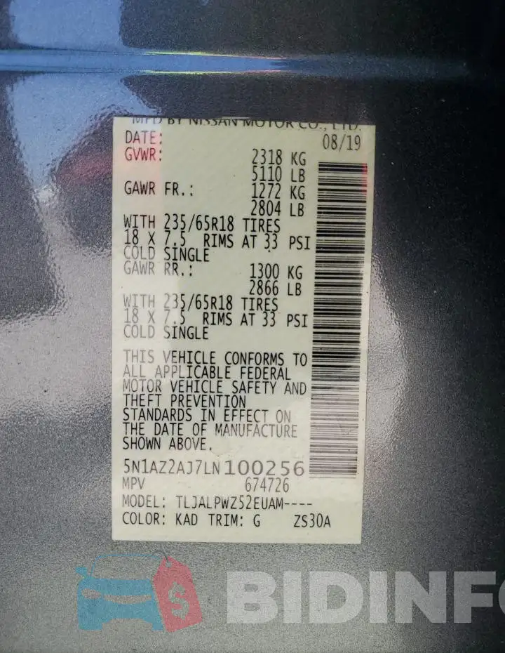 5N1AZ2AJ7LN100256 Photo# 13