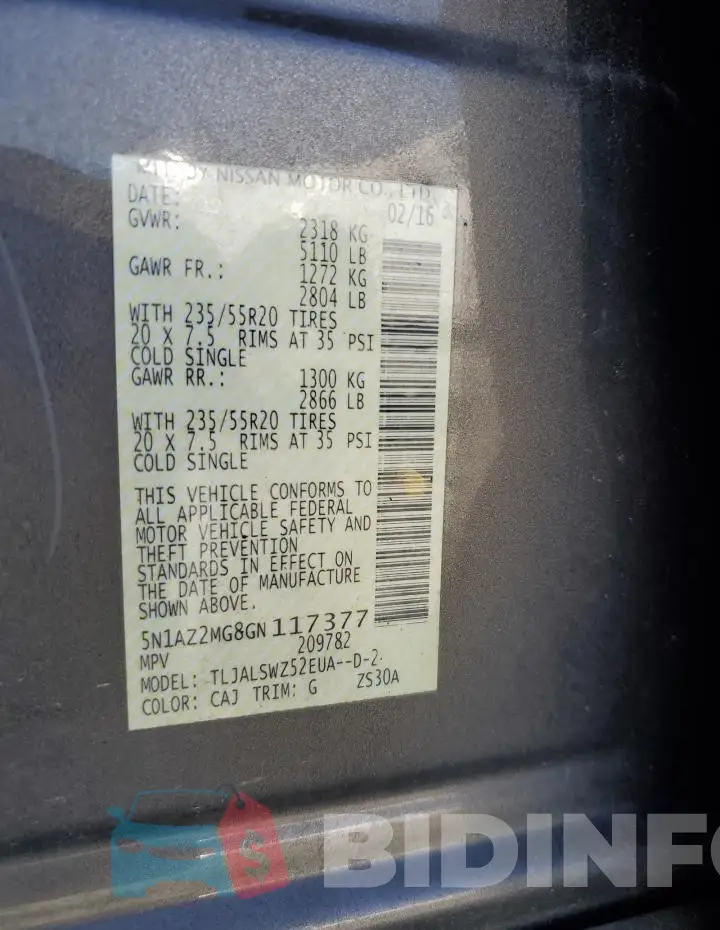 5N1AZ2MG8GN117377 Photo# 13