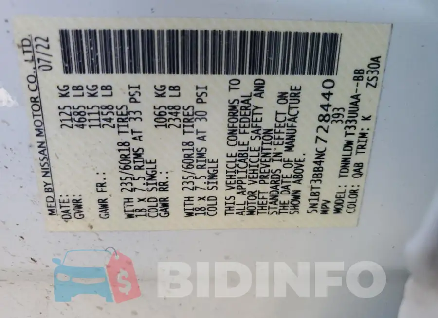 5N1BT3BB4NC728440 Photo# 13