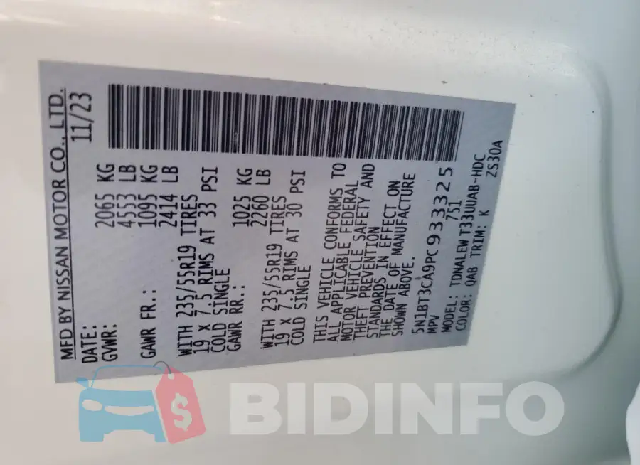 5N1BT3CA9PC933325 Photo# 13