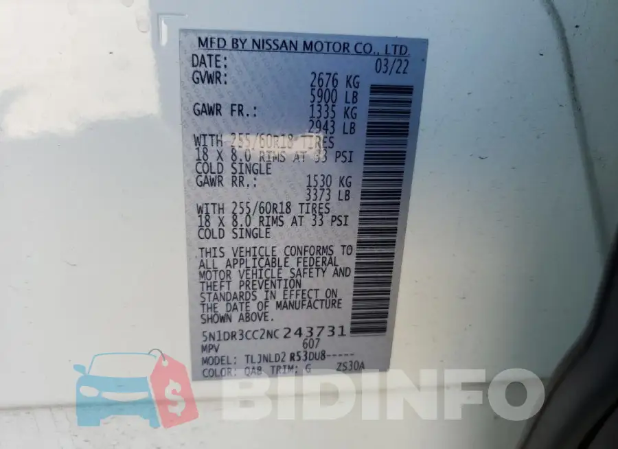 5N1DR3CC2NC243731 Photo# 14