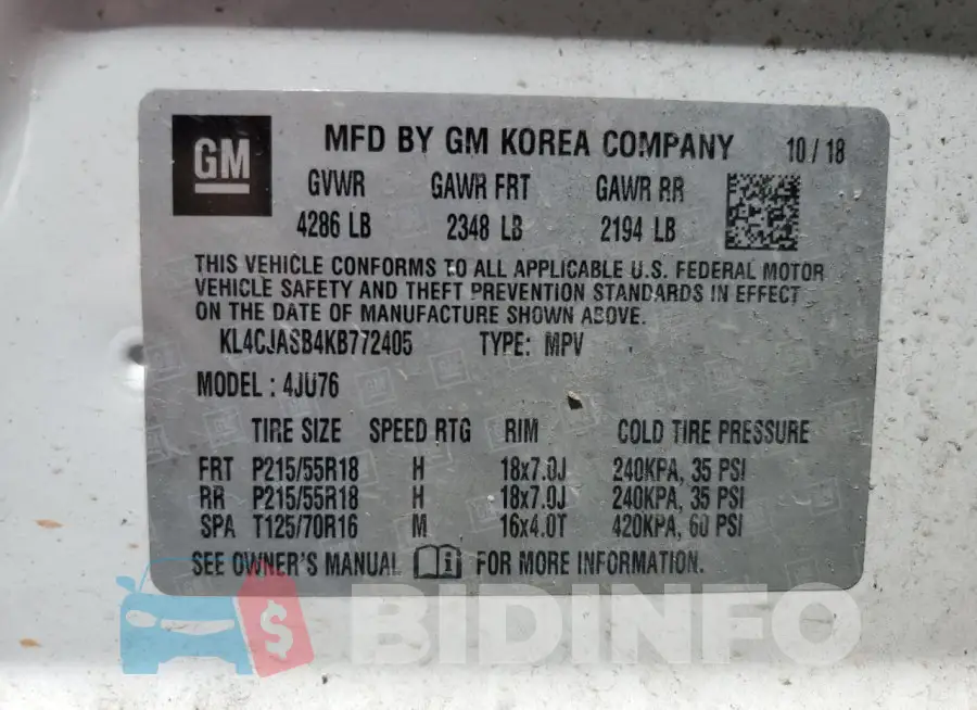 KL4CJASB4KB772405 Photo# 12