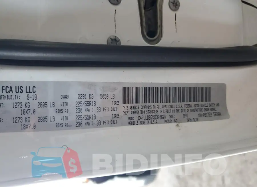 1C4PJLDB7KD300607 Photo# 12